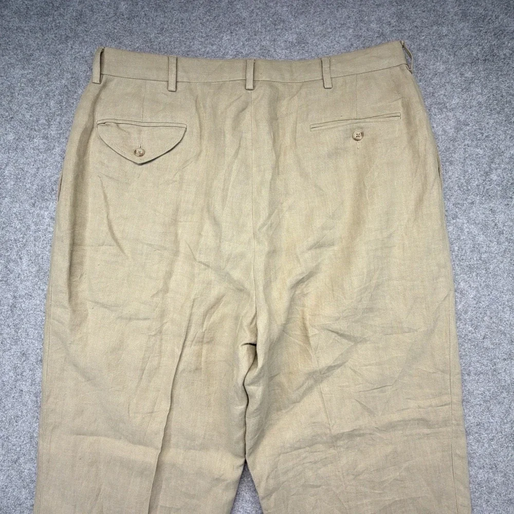 Vintage Polo Ralph Lauren Pants Mens 36x32 (Fits 35x32) Linen Double Pleated